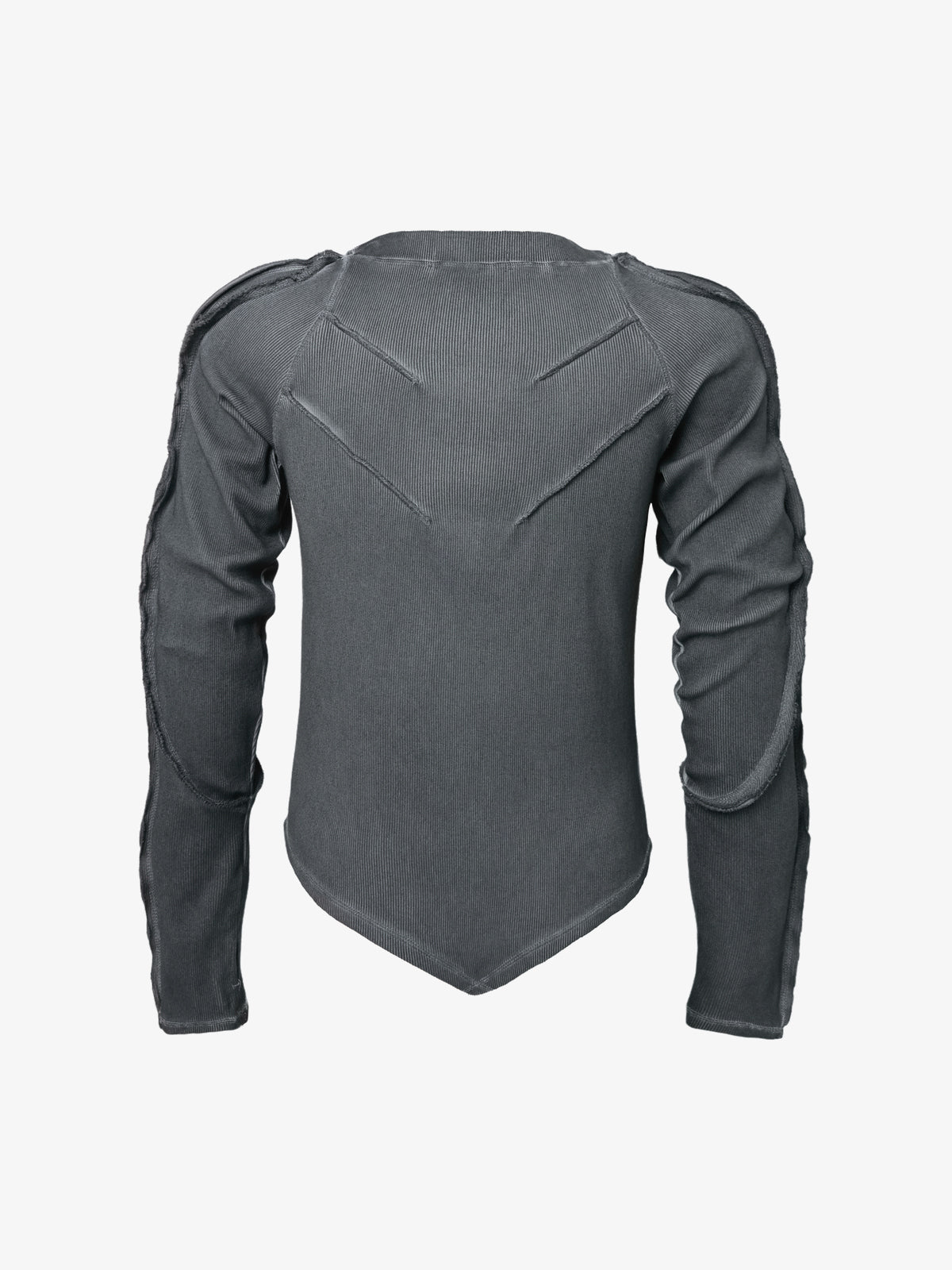 ATSF30 | Sculpted Seam Pointed Hem Sweatshirt in Dark Gray - back view