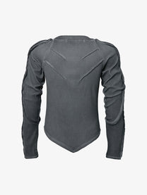 ATSF30 | Sculpted Seam Pointed Hem Sweatshirt in Dark Gray - back view