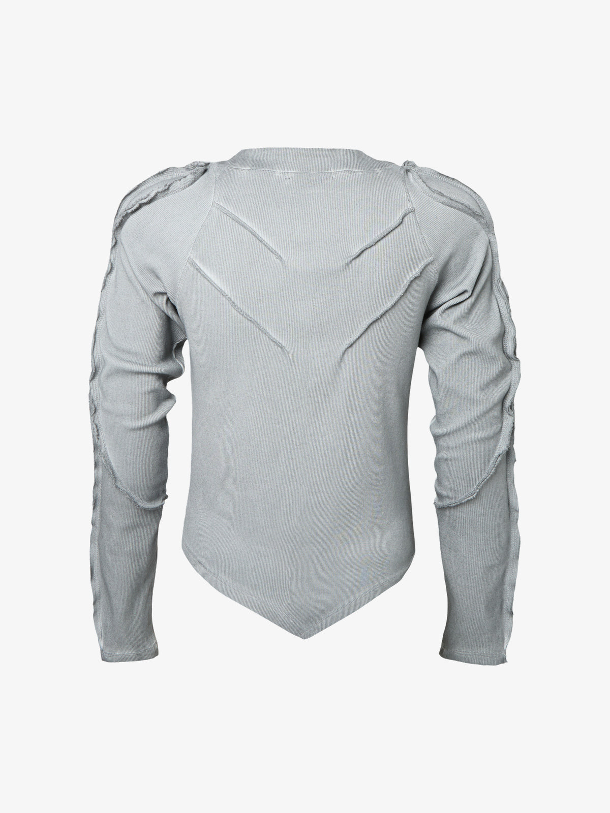 ATSF30 | Sculpted Seam Pointed Hem Sweatshirt in Light Gray - back view