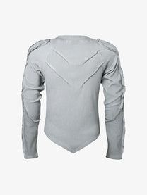 ATSF30 | Sculpted Seam Pointed Hem Sweatshirt in Light Gray - back view