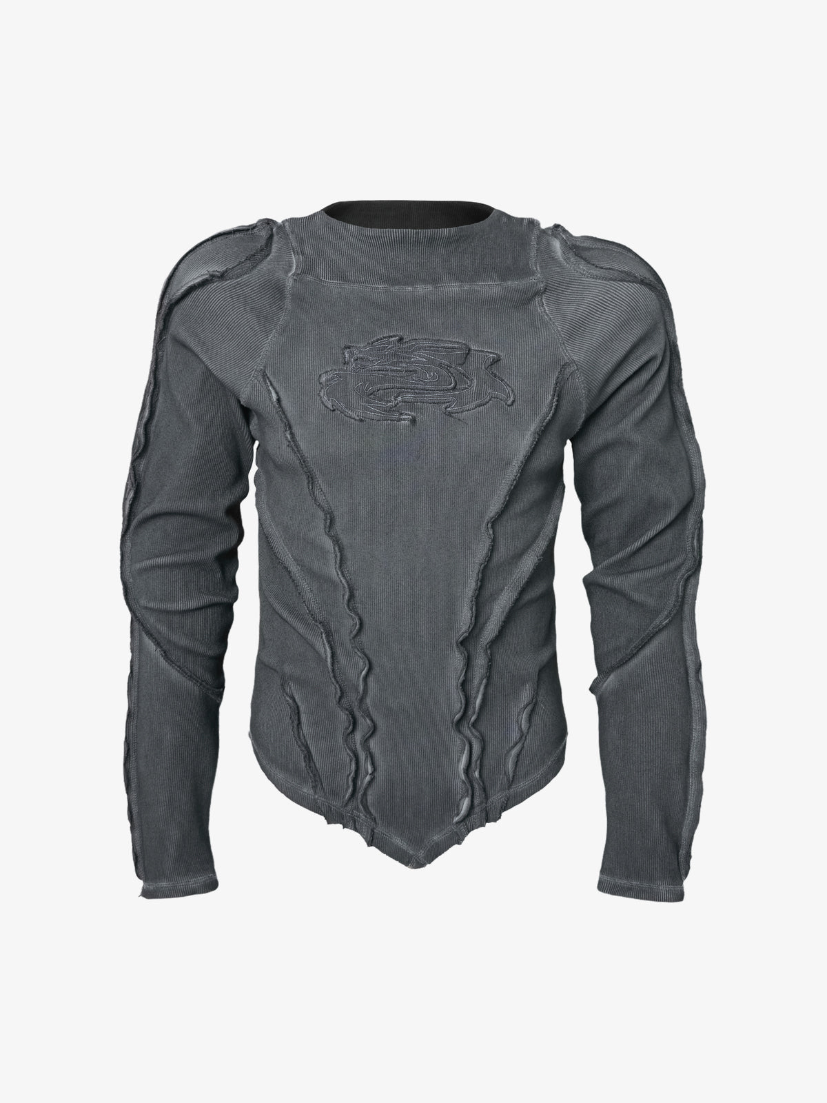 ATSF30 | Sculpted Seam Pointed Hem Sweatshirt in Dark Gray - front view