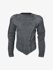ATSF30 | Sculpted Seam Pointed Hem Sweatshirt in Dark Gray - front view
