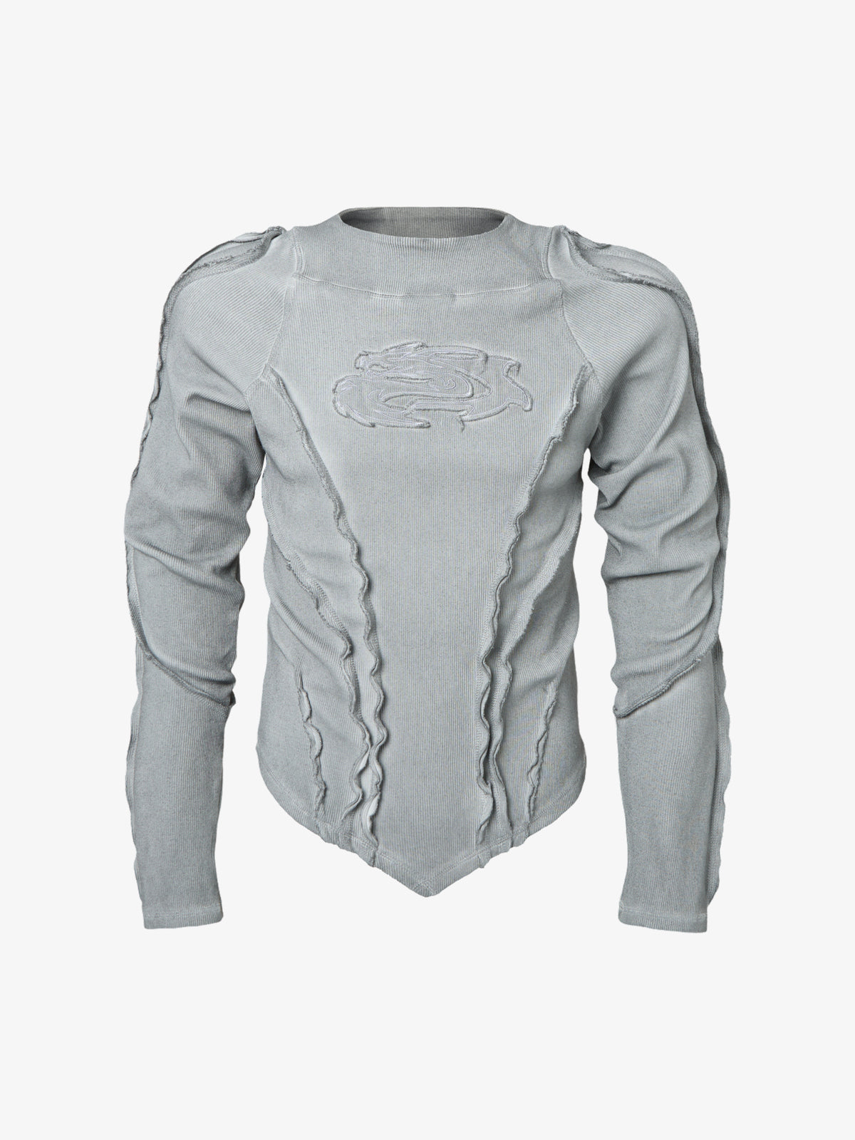 ATSF30 | Sculpted Seam Pointed Hem Sweatshirt in Light Gray - front view