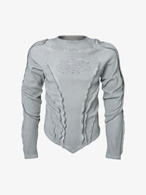 ATSF30 | Sculpted Seam Pointed Hem Sweatshirt in Light Gray - front view