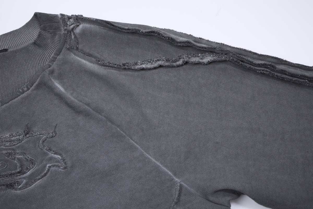 ATSF30 | Distressed Panel Seam Sweatshirt - product detail