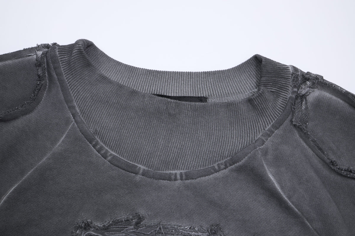 ATSF30 | Distressed Panel Seam Sweatshirt - product detail