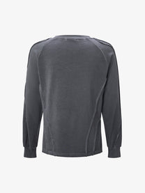 ATSF30 | Distressed Panel Seam Sweatshirt in Dark Gray - back view