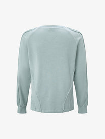 ATSF30 | Distressed Panel Seam Sweatshirt in Mint - back view