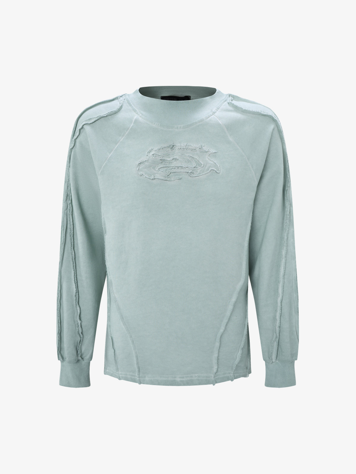 ATSF30 | Distressed Panel Seam Sweatshirt in Mint - front view