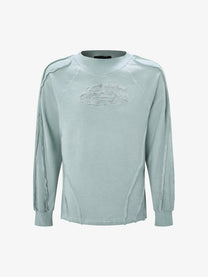 ATSF30 | Distressed Panel Seam Sweatshirt in Mint - front view