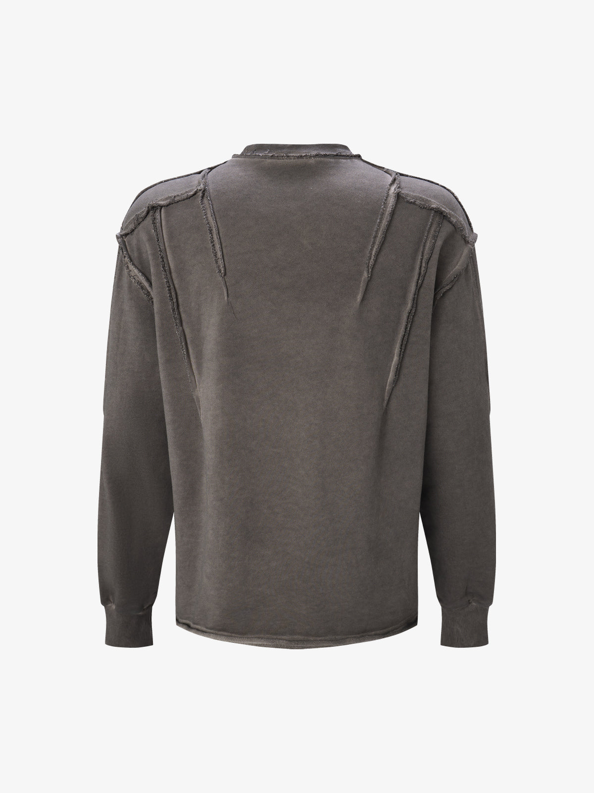 ATSF30 | Washed Henley Panel Sweatshirt in Brown - back view