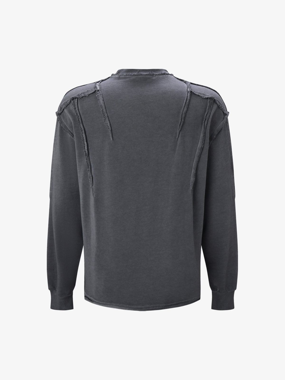 ATSF30 | Washed Henley Panel Sweatshirt in Dark Gray - back view