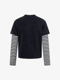 AW SPIKY HEAD | Angel Star Layered Sleeve Sweatshirt in Black - back view