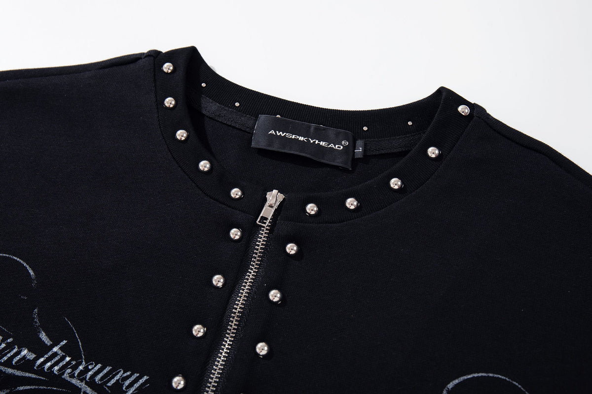 AW SPIKY HEAD | Studded Stand Collar Sweatshirt - product detail