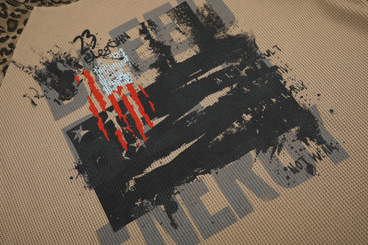 BLACK ENERGY | Leopard Sleeve Photo Collage Sweatshirt - product detail