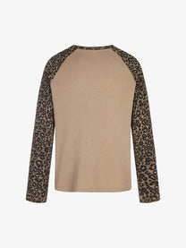 BLACK ENERGY | Leopard Sleeve Photo Collage Sweatshirt in Brown - back view