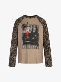 BLACK ENERGY | Leopard Sleeve Photo Collage Sweatshirt