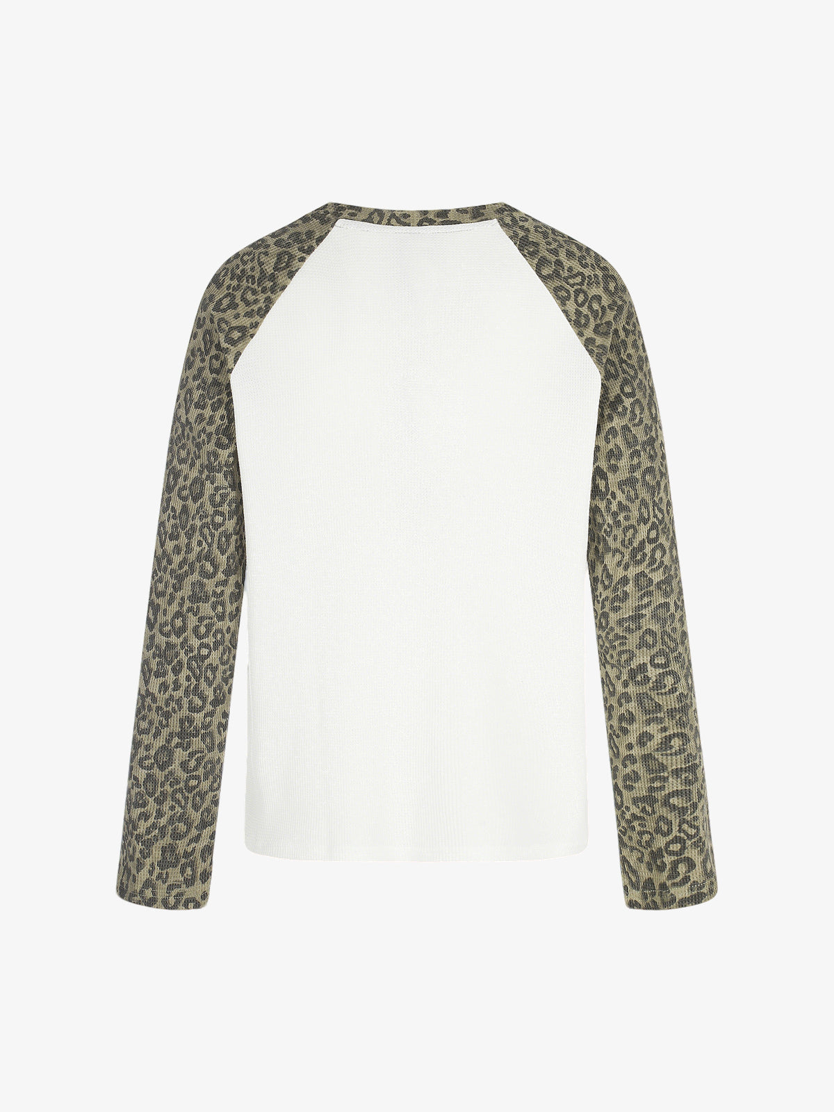 BLACK ENERGY | Leopard Sleeve Photo Collage Sweatshirt in White - back view