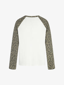 BLACK ENERGY | Leopard Sleeve Photo Collage Sweatshirt in White - back view
