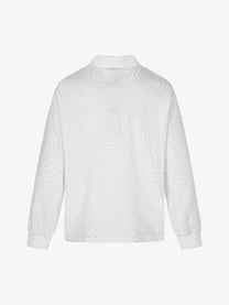 BLACK ENERGY | Tonal Leopard Frog Button Sweatshirt in White - back view