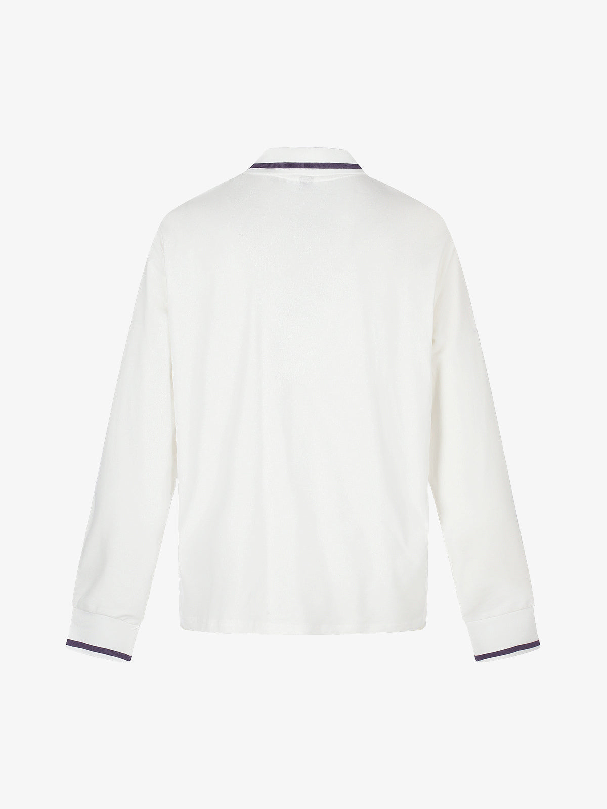 BLACK ENERGY | Rhinestone Emblem Polo Collar Sweatshirt in White - back view