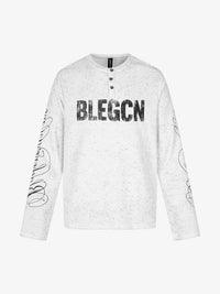 BLACK ENERGY | Letter Print Henley Sweatshirt