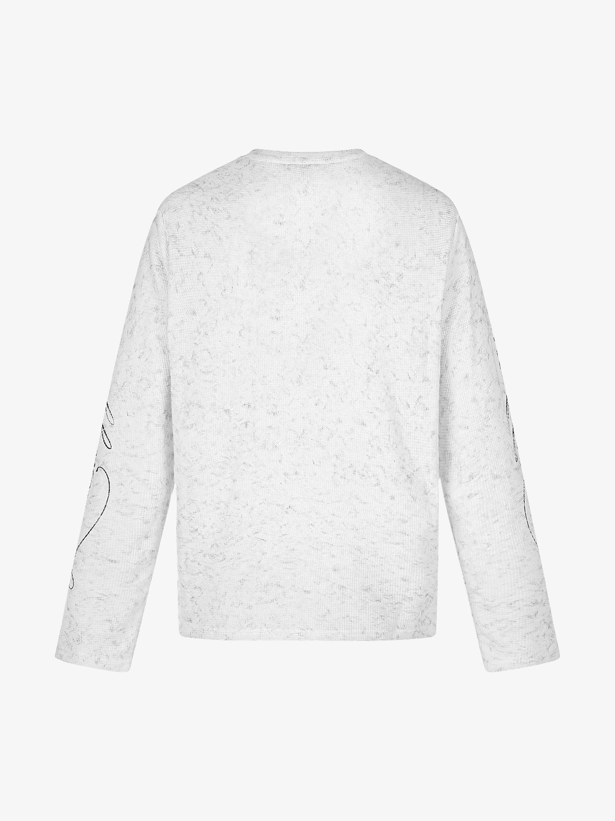 BLACK ENERGY | Letter Print Henley Sweatshirt in White - back view