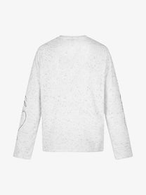 BLACK ENERGY | Letter Print Henley Sweatshirt in White - back view