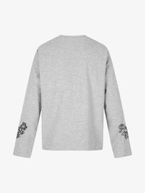 BLACK ENERGY | Ribcage Print Sweatshirt in Gray - back view