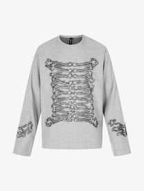 BLACK ENERGY | Ribcage Print Sweatshirt in Gray - front view