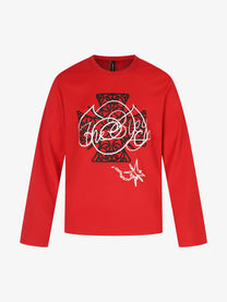 BLACK ENERGY | Ornate Cross Sweatshirt in Red - front view