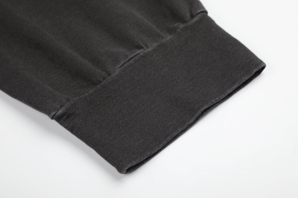 BLACK ENERGY | Distressed Photo Polo Collar Sweatshirt - product detail