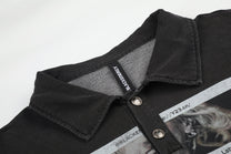 BLACK ENERGY | Distressed Photo Polo Collar Sweatshirt - product detail