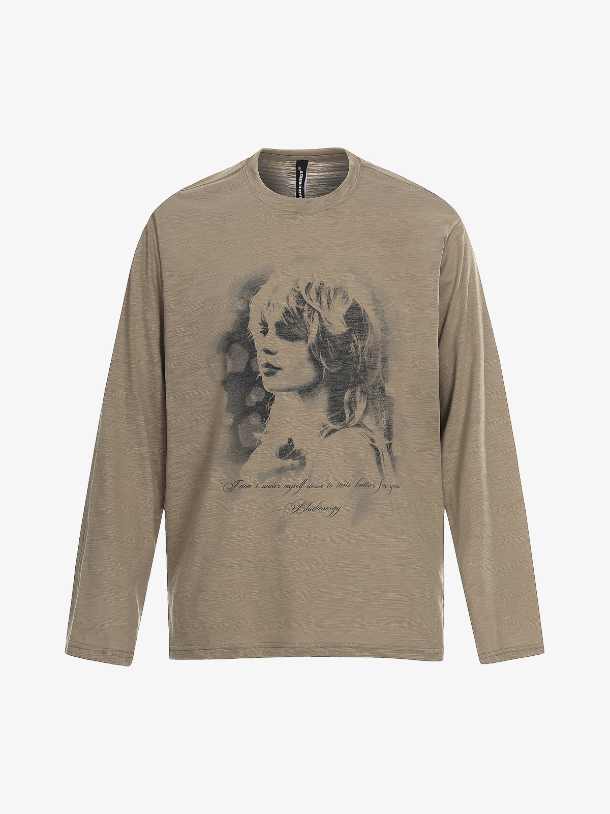 BLACK ENERGY | Faded Portrait Sweatshirt in Tan - front view