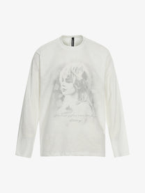BLACK ENERGY | Faded Portrait Sweatshirt in White - front view