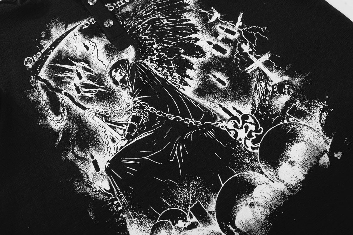 BLACK ENERGY | Horse Illustration Stand Collar Sweatshirt - product detail
