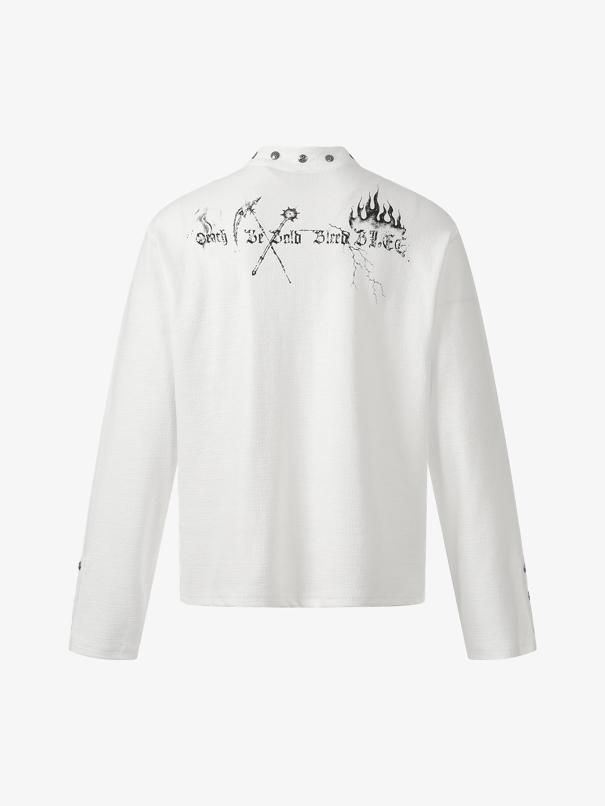 BLACK ENERGY | Horse Illustration Stand Collar Sweatshirt in White - back view