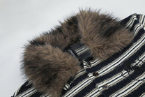 BLACK ENERGY | Faux Fur Collar Striped Sweatshirt - product detail