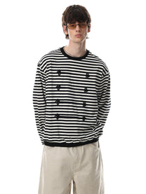 BLACK ENERGY | Striped Frog Button Sweatshirt - product detail