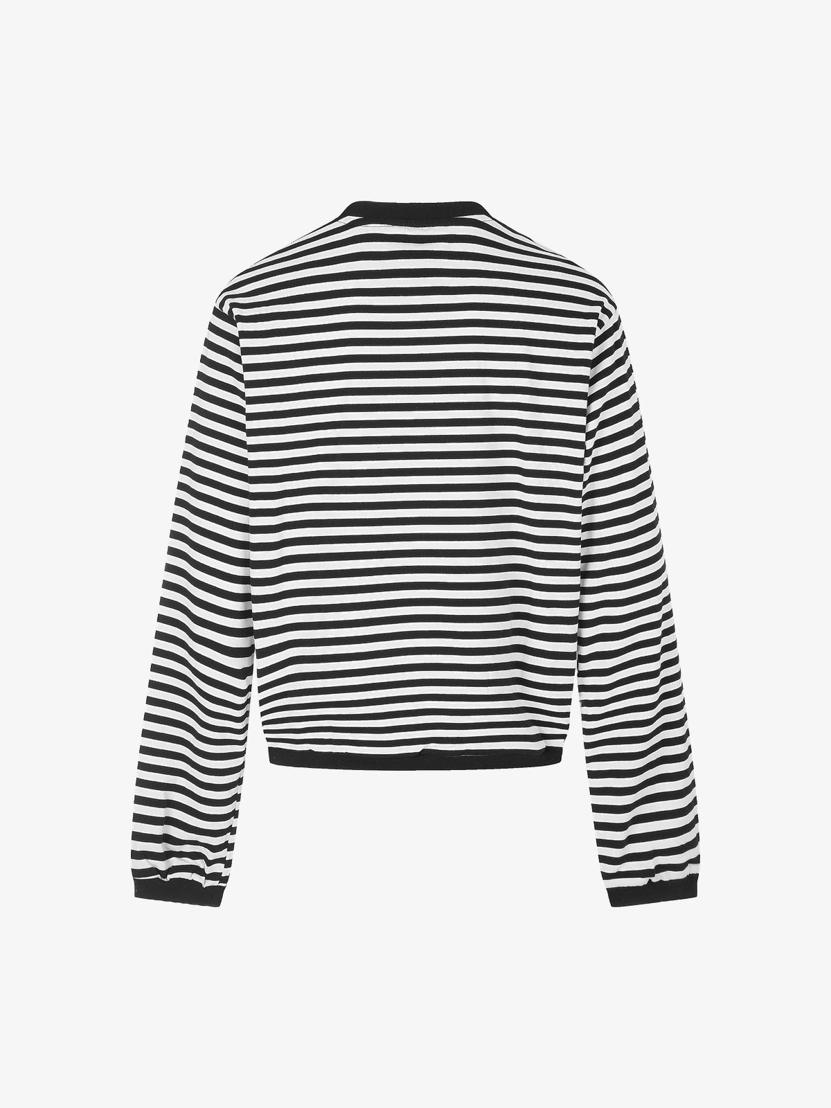 BLACK ENERGY | Striped Frog Button Sweatshirt in Black - back view