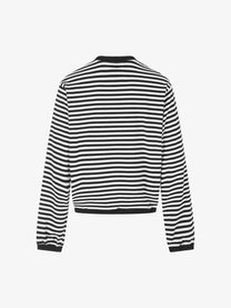 BLACK ENERGY | Striped Frog Button Sweatshirt in Black - back view