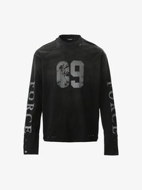 CHANYOOU | Distressed Number 09 Sweatshirt in Black - front view