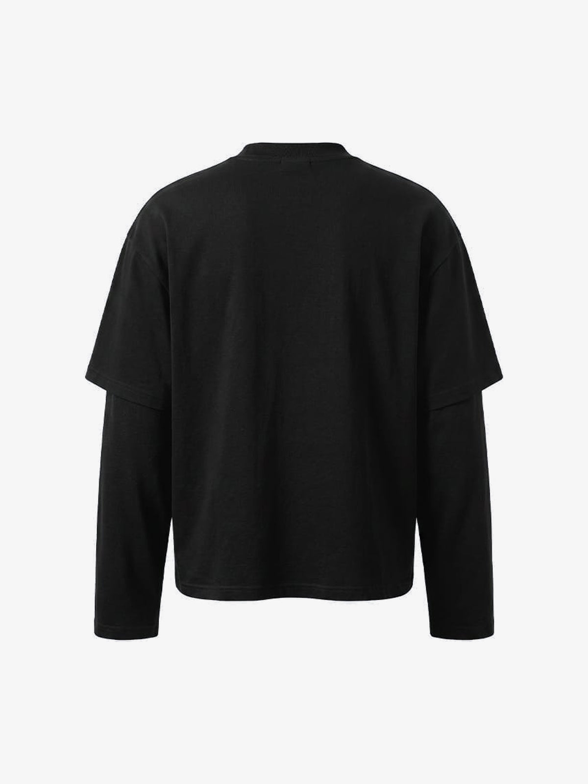 DEHZ | Gothic Cross Layered Sleeve Sweatshirt in Black - back view