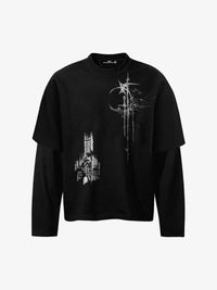 DEHZ | Gothic Cross Layered Sleeve Sweatshirt
