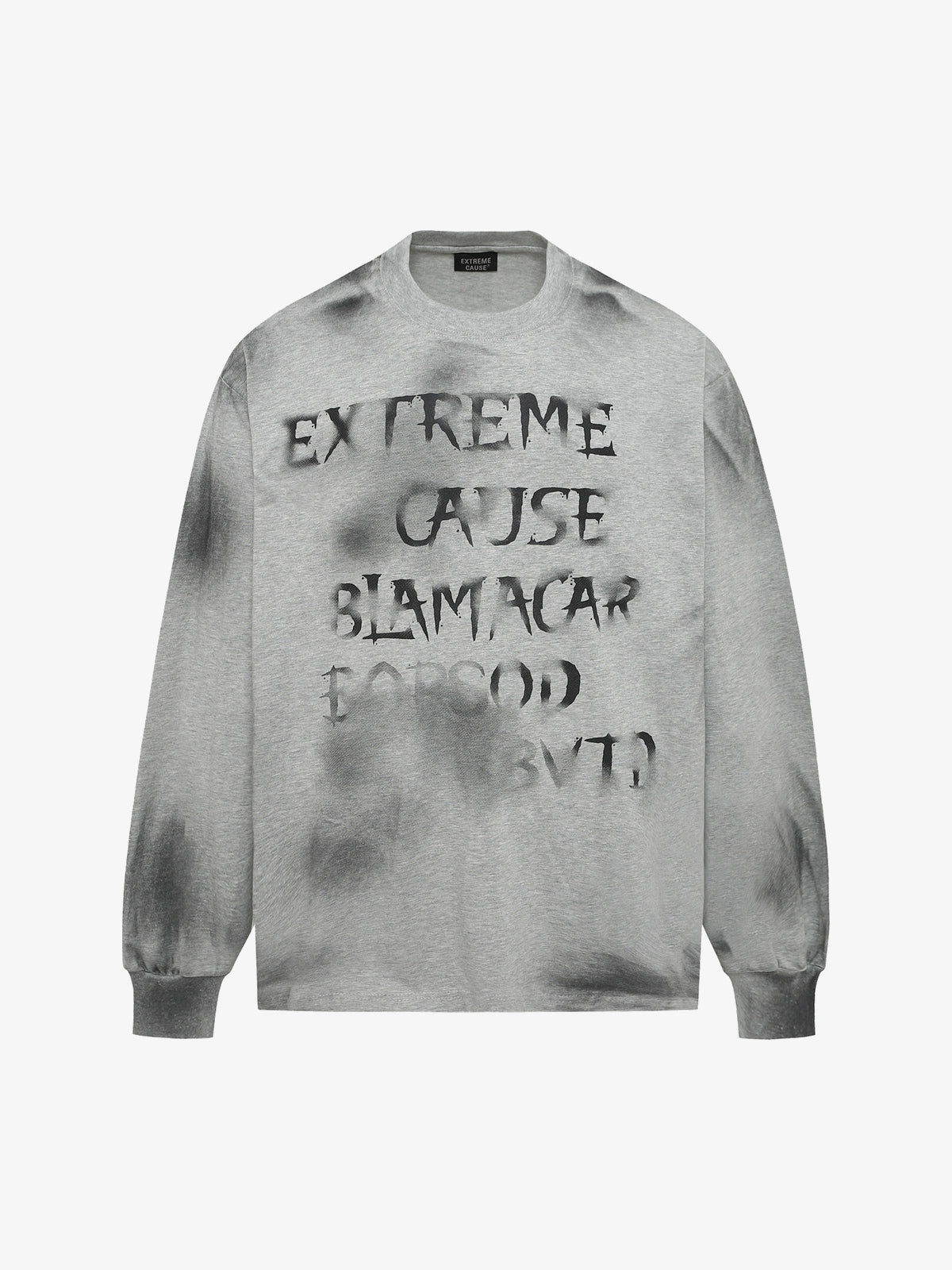 EXTREME CAUSE | Spray Paint Letter Sweatshirt in Gray - front view