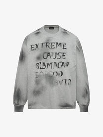 EXTREME CAUSE | Spray Paint Letter Sweatshirt in Gray - front view