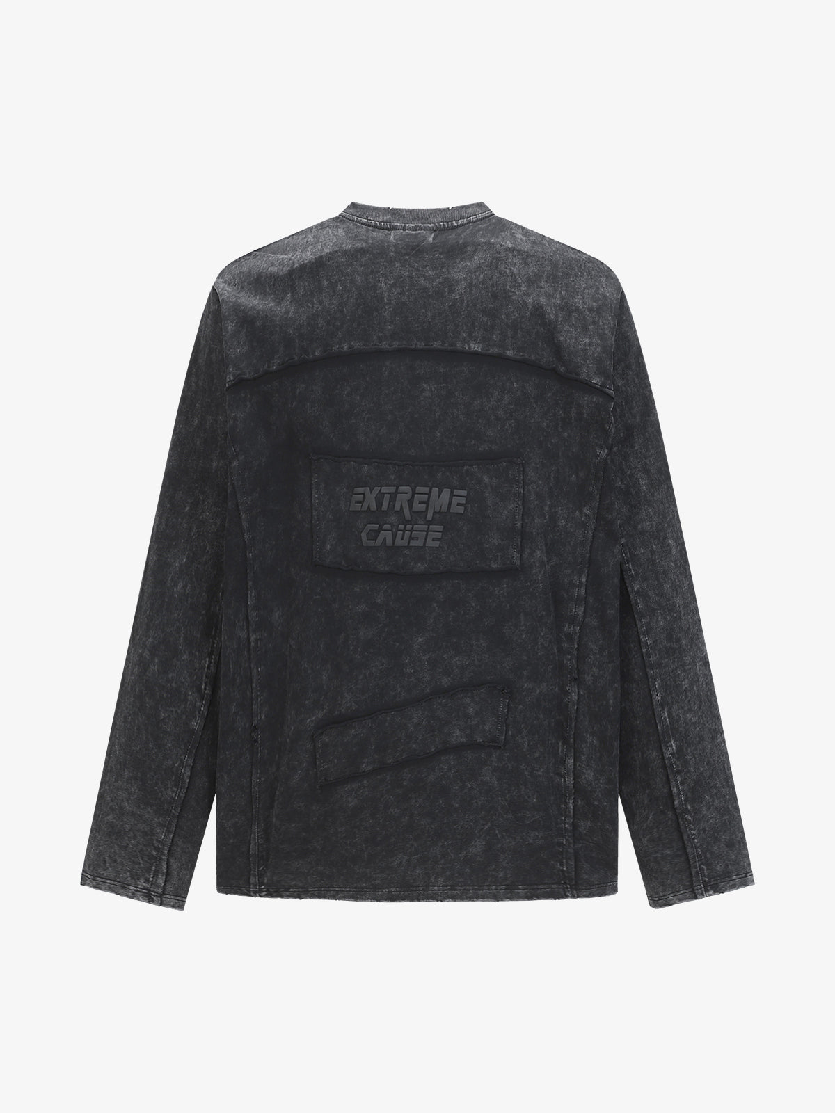 EXTREME CAUSE | Washed Panel Seam Sweatshirt in Black - back view