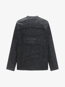 EXTREME CAUSE | Washed Panel Seam Sweatshirt in Black - back view