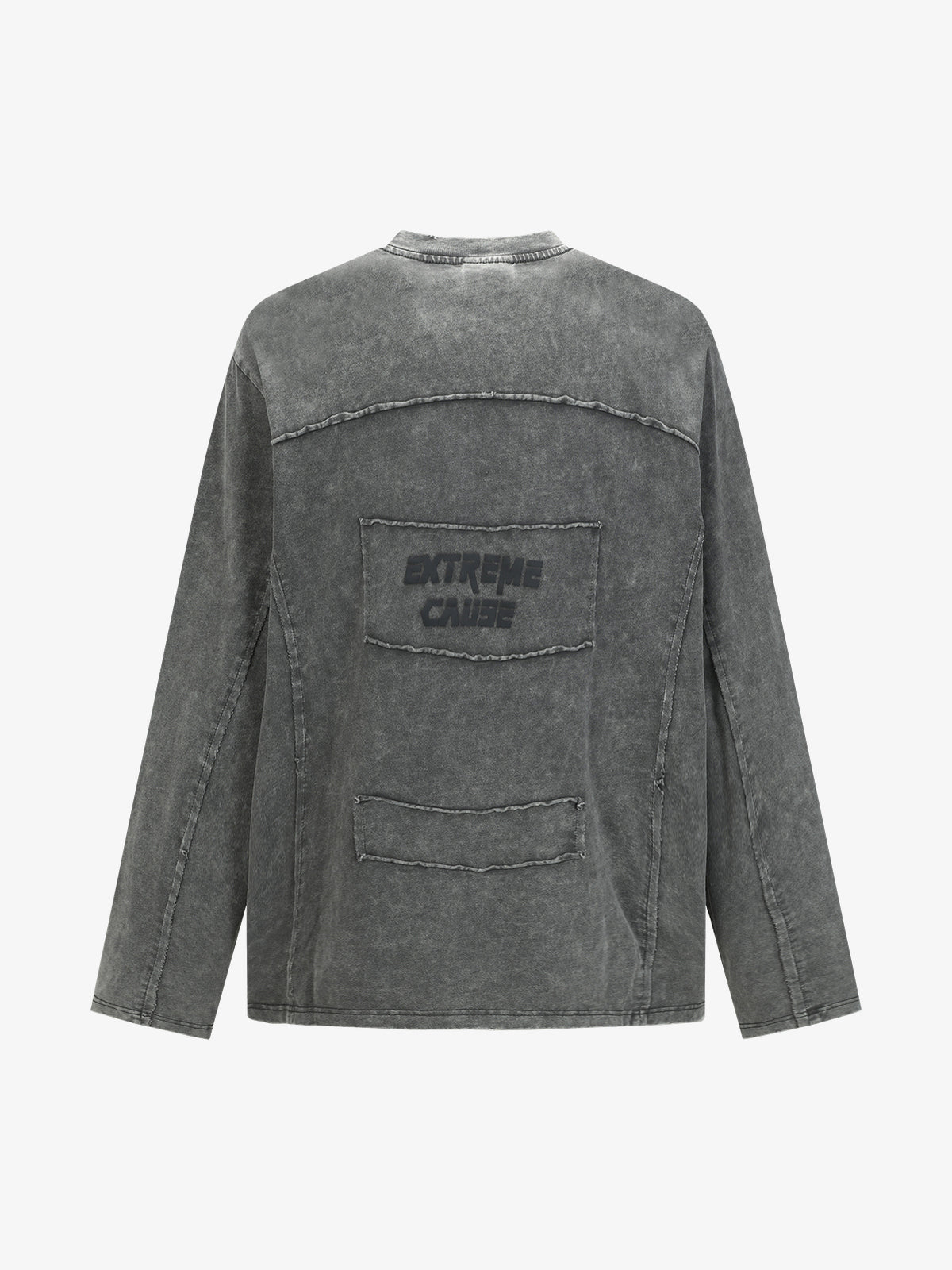 EXTREME CAUSE | Washed Panel Seam Sweatshirt in Gray - back view