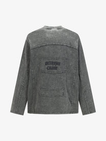 EXTREME CAUSE | Washed Panel Seam Sweatshirt in Gray - back view